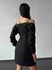 Women's wrap dress  in black with open shoulders, mini length.