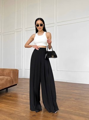 Women's high rise palazzo pants, black, size XS-S