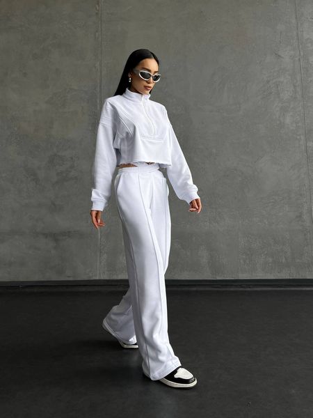 Жіночий спортивний костюм трьохнитка петля білий розмір xs-s 32260105 фото