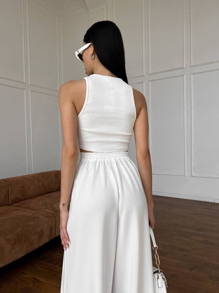 Женские брюки палаццо с высокой посадкой, цвет белый, размер XS-S 32320105 фото