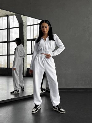 Women's sports suit with cuffs three-thread loop white size xs-s