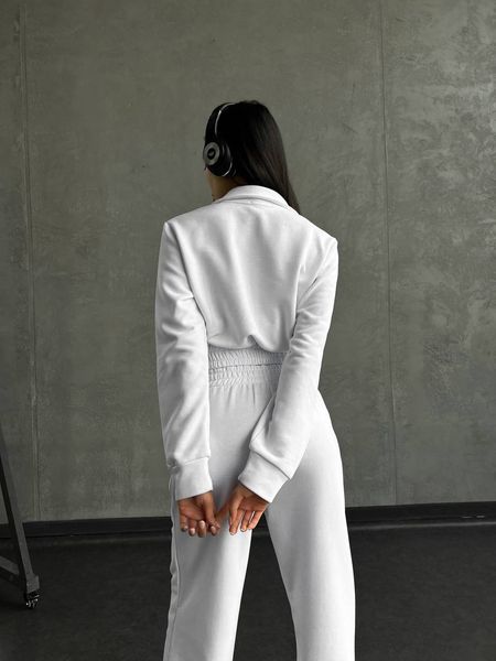 Жіночий спортивний костюм з джогерами трьохнитка петля білий розмір xs-s 32270105 фото