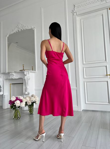 Легка шовкова сукня довжини міді з розрізом, розмір XS 32292701 фото