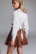Cropped satin shirt with lacing in ivory color