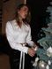 Cropped satin shirt with lacing in ivory color
