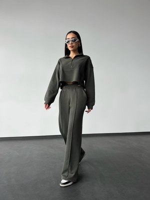 Women's sports suit three-thread loop khaki size xs-s