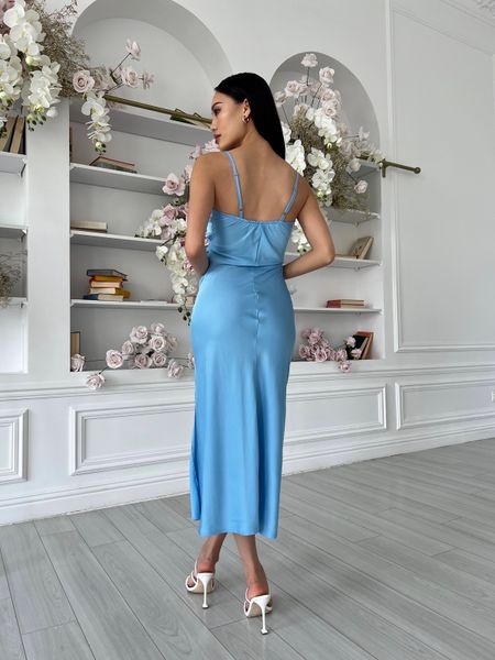 Легка шовкова сукня довжини міді з розрізом, розмір XS 32291401 фото
