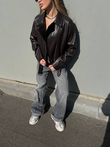 Куртка косуха с еко шкіри на замші на підкладці,розмір XS-S 31810505 фото