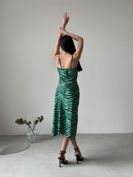 Легка шовкова сукня довжини міді з розрізом, розмір XS 32294901 фото