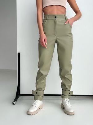 Women's trousers with eco leather on high quality suede.