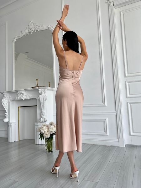 Легкое шелковое платье длины миди с разрезом, размер XS 32290701 фото