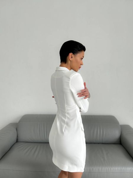 Сукня-жакет біла з оригінальним вирізом та накладними карманами.  32100101 фото