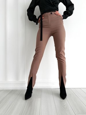 Classic women's trousers with a high fit with a zipper with a button and slits in the front XS