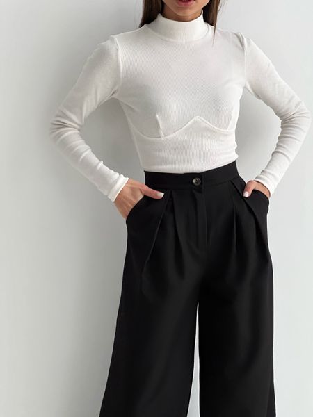 Жіночі брюки палаццо зі зустрічними складками та високою посадкою,розмір XS 30890201 фото
