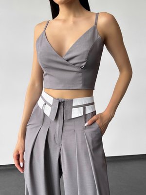 Класический женский брючный костюм брюки с топом, размер xs 32284801 фото