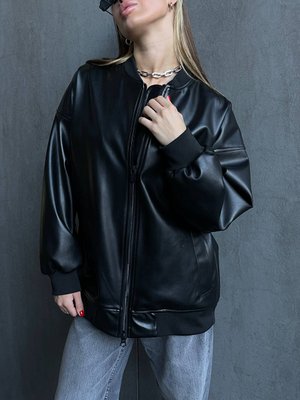 Women's bomber jacket made of high quality eco-leather, lined, size XS-S